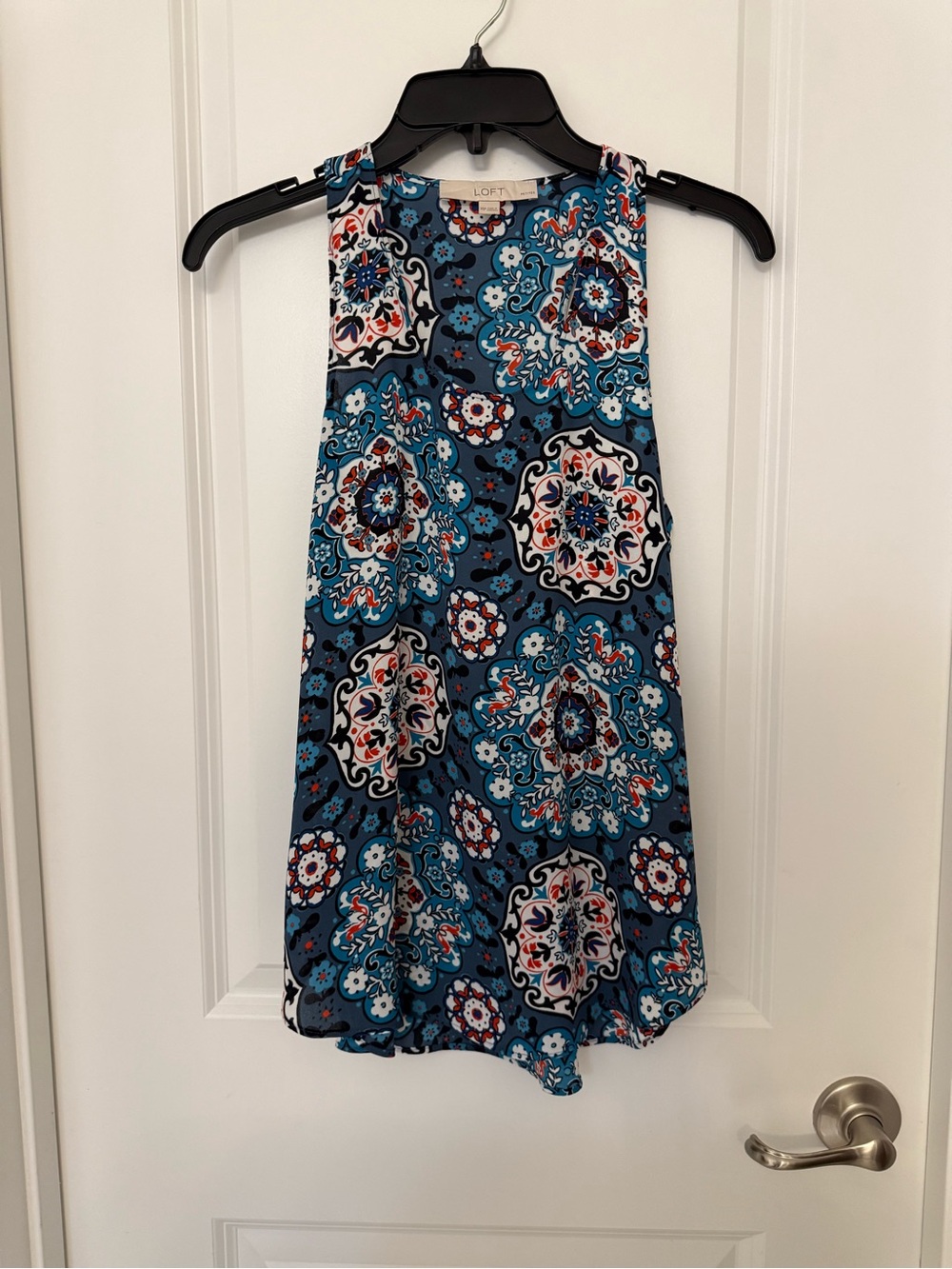 LOFT Teal and Navy Medallion Halter Camisole